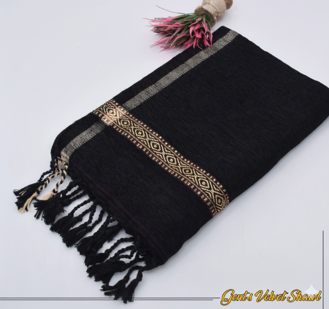 Men's Velvet Shawl Pure Black