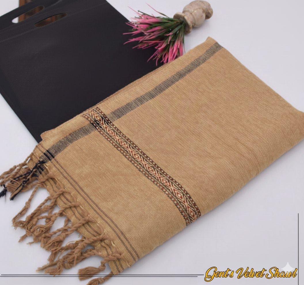 Men's Velvet Shawl Light Camel Brown