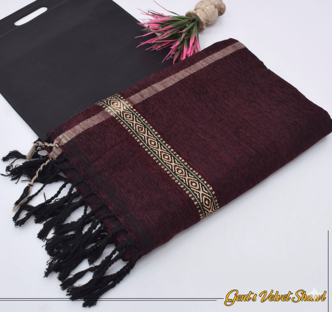 Men's Velvet Shawl Maroon