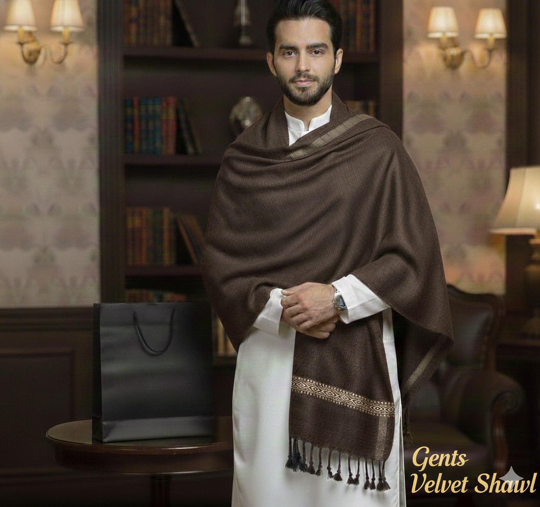 Men's Velvet Shawl Dark Grey