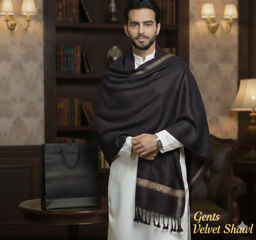 Men's Velvet Shawl Blue