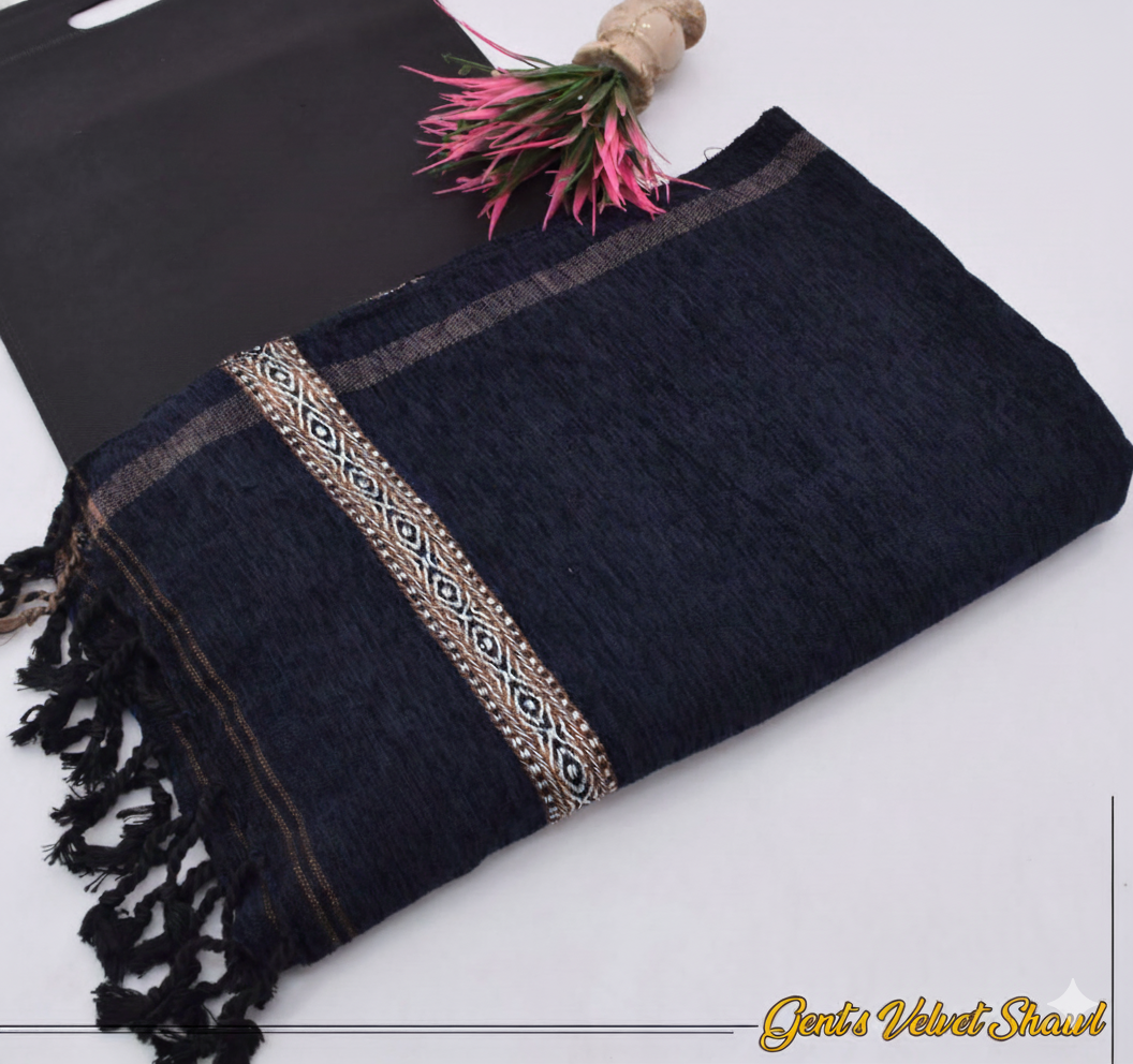 Men's Velvet Shawl Blue