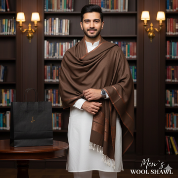 Winter Pure Wool Gents Shawl Dark Brown #03