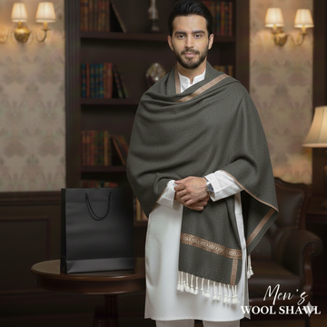 Winter Pure Wool Gents Shawl Grey #07