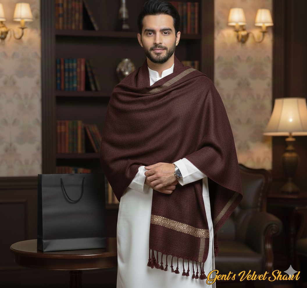 Men's Velvet Shawl Maroon