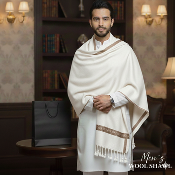 Winter Pure Wool Gents Shawl Pure White #06